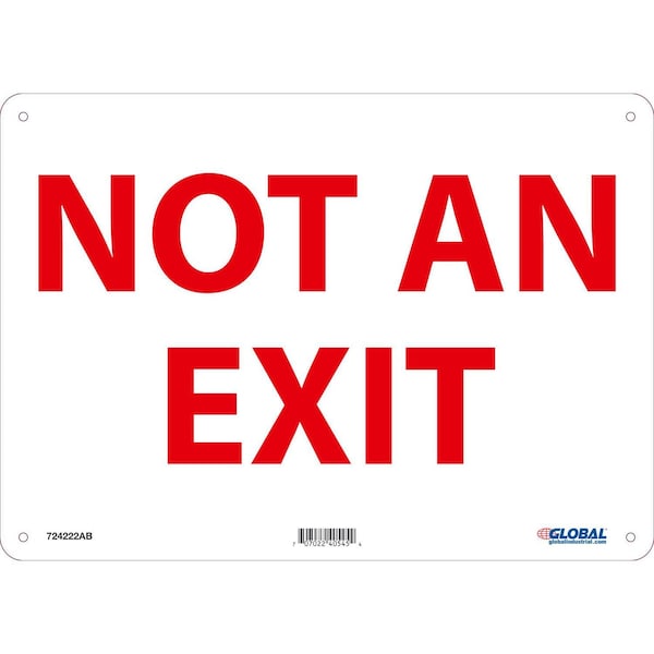 Exit Sign, Aluminum, 14 in W, 10 in H